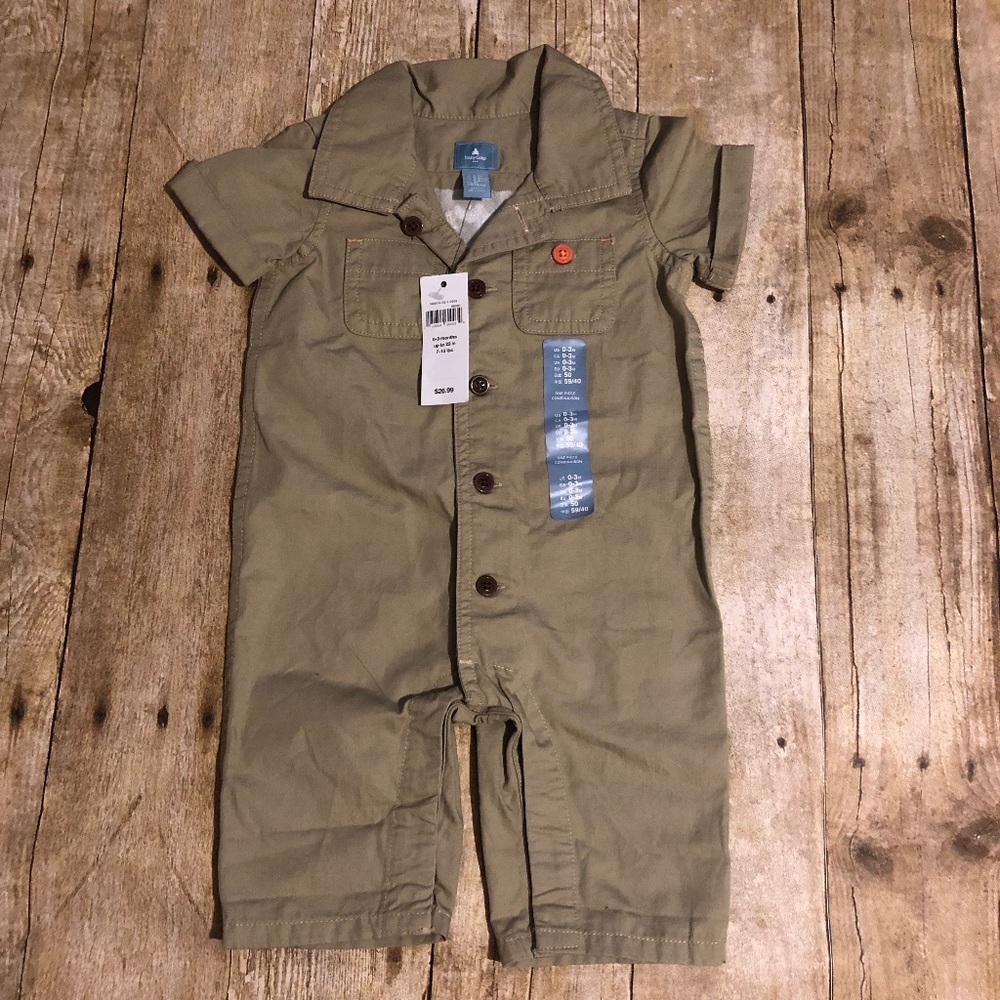 NWT BABY GAP KHAKI JUMPSUIT